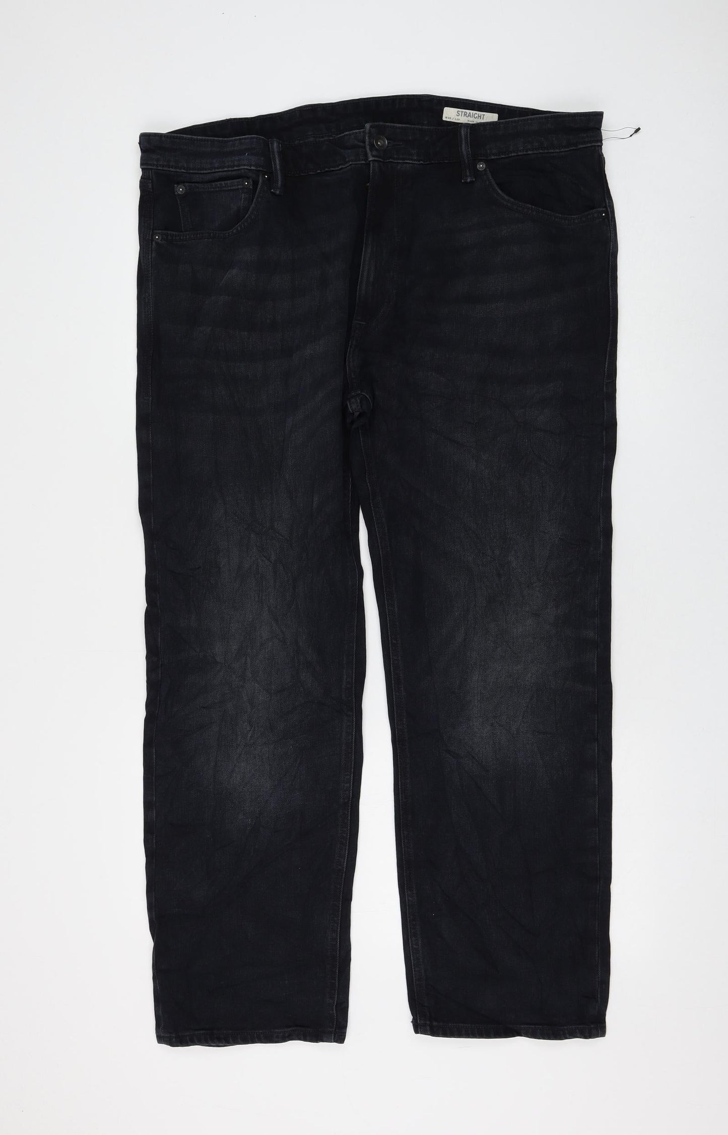 Marks and Spencer Womens Black Cotton Straight Jeans Size 40 in L29 in Regular Zip
