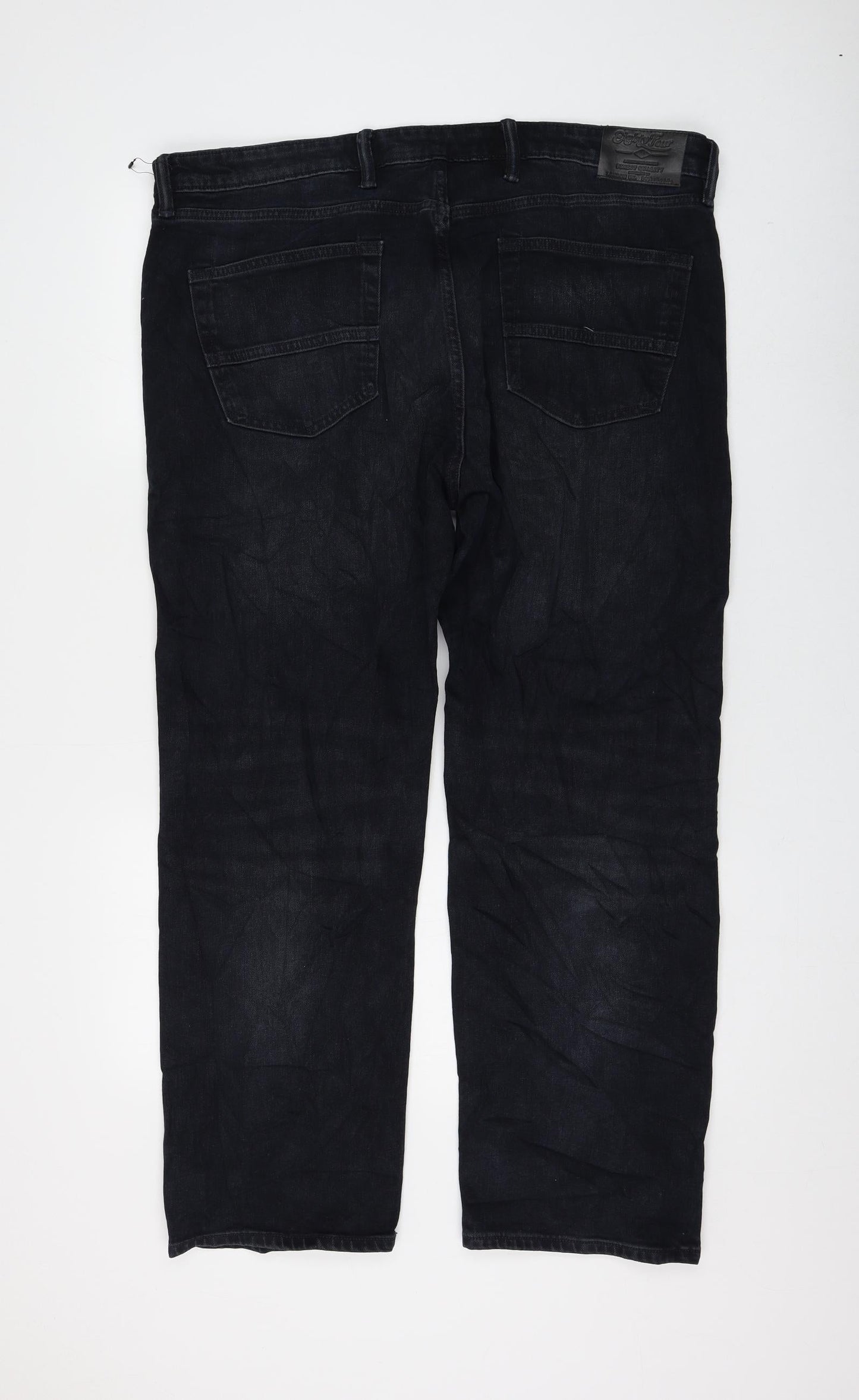 Marks and Spencer Womens Black Cotton Straight Jeans Size 40 in L29 in Regular Zip