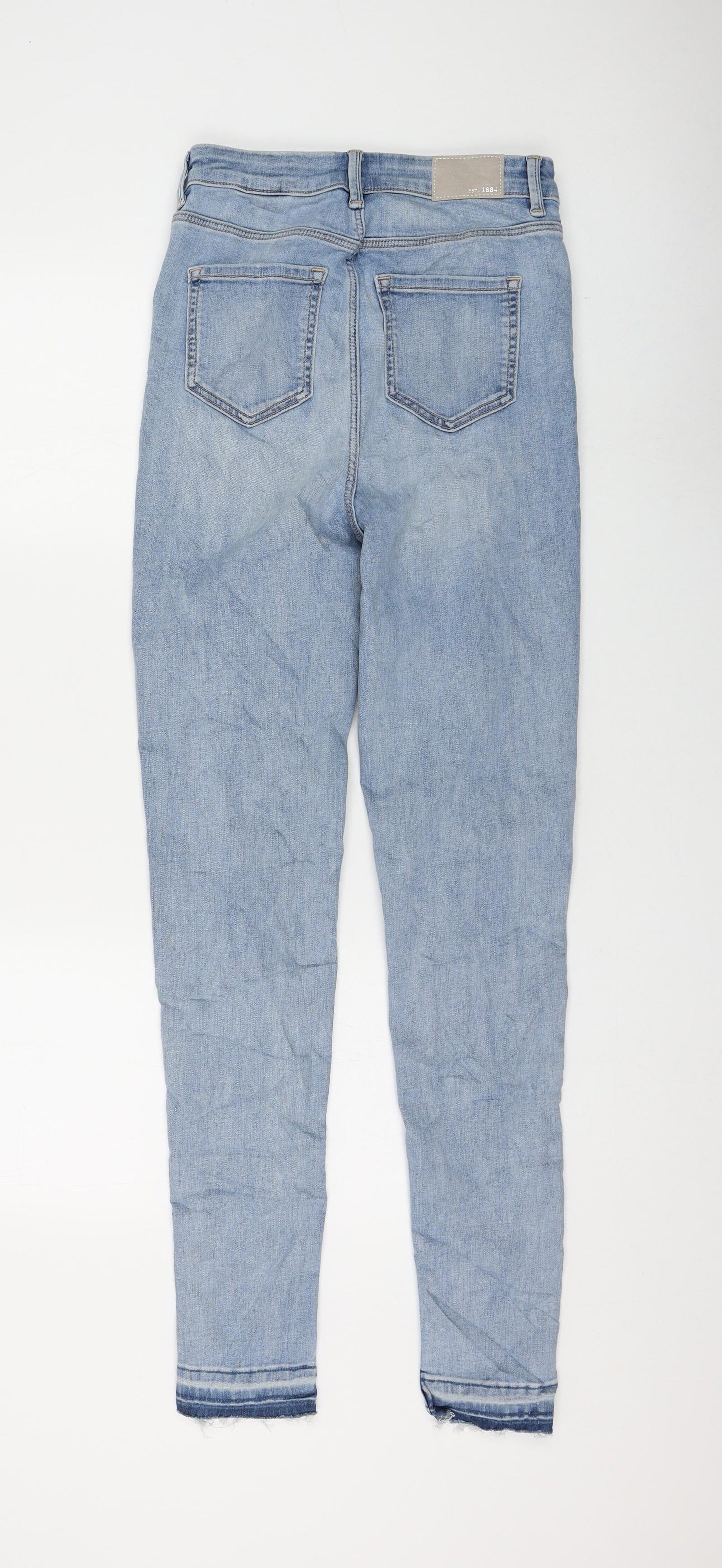 Marks and Spencer Womens Blue Cotton Skinny Jeans Size 8 L30 in Regular Zip