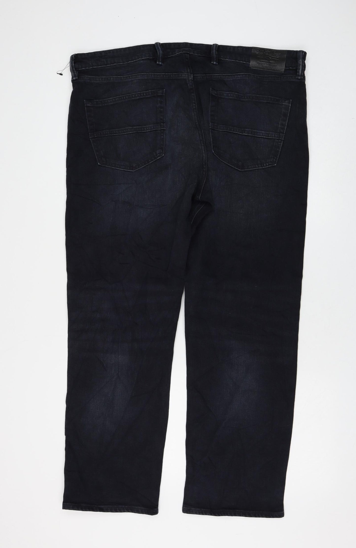 Marks and Spencer Womens Black Cotton Straight Jeans Size 40 in L29 in Regular Zip