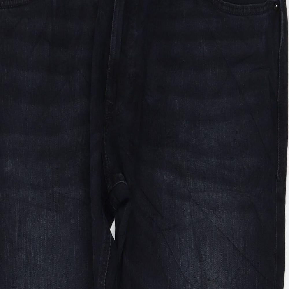 Marks and Spencer Womens Black Cotton Straight Jeans Size 40 in L29 in Regular Zip