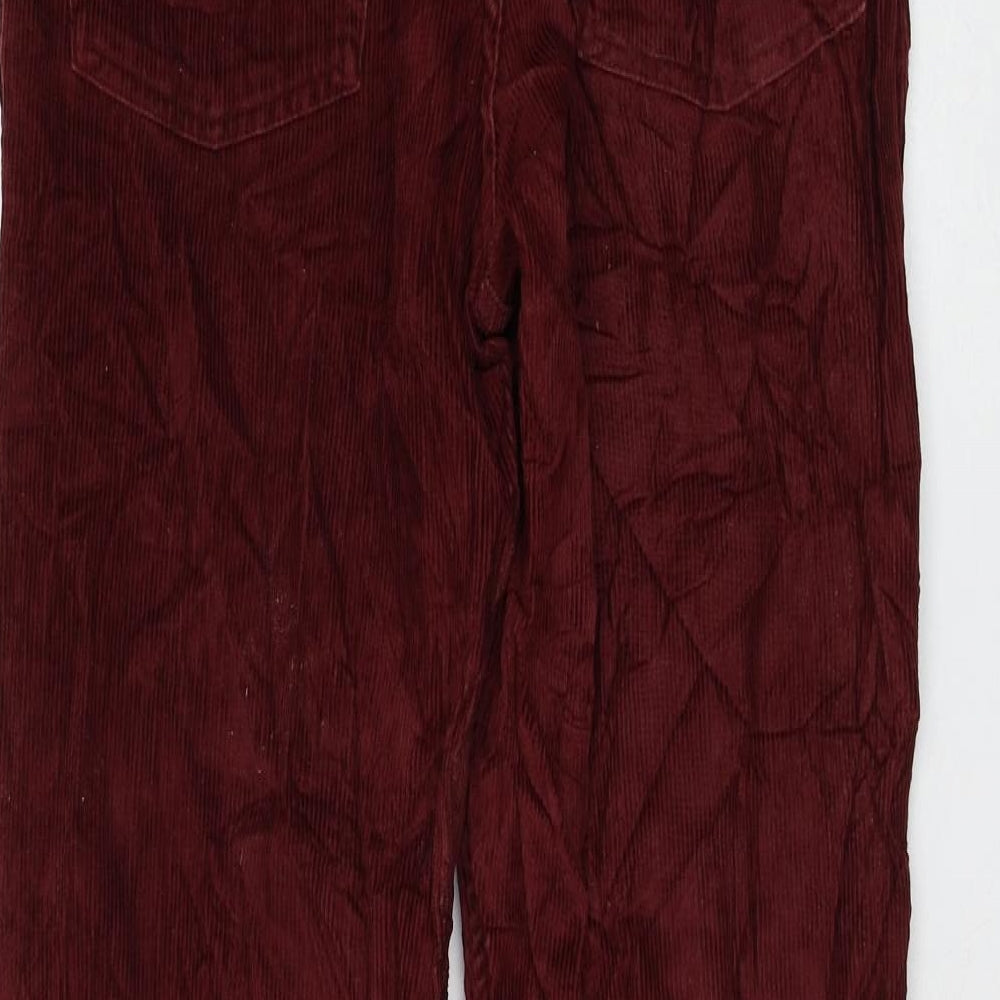 Moto Womens Red Cotton Trousers Size 32 in L30 in Regular Zip