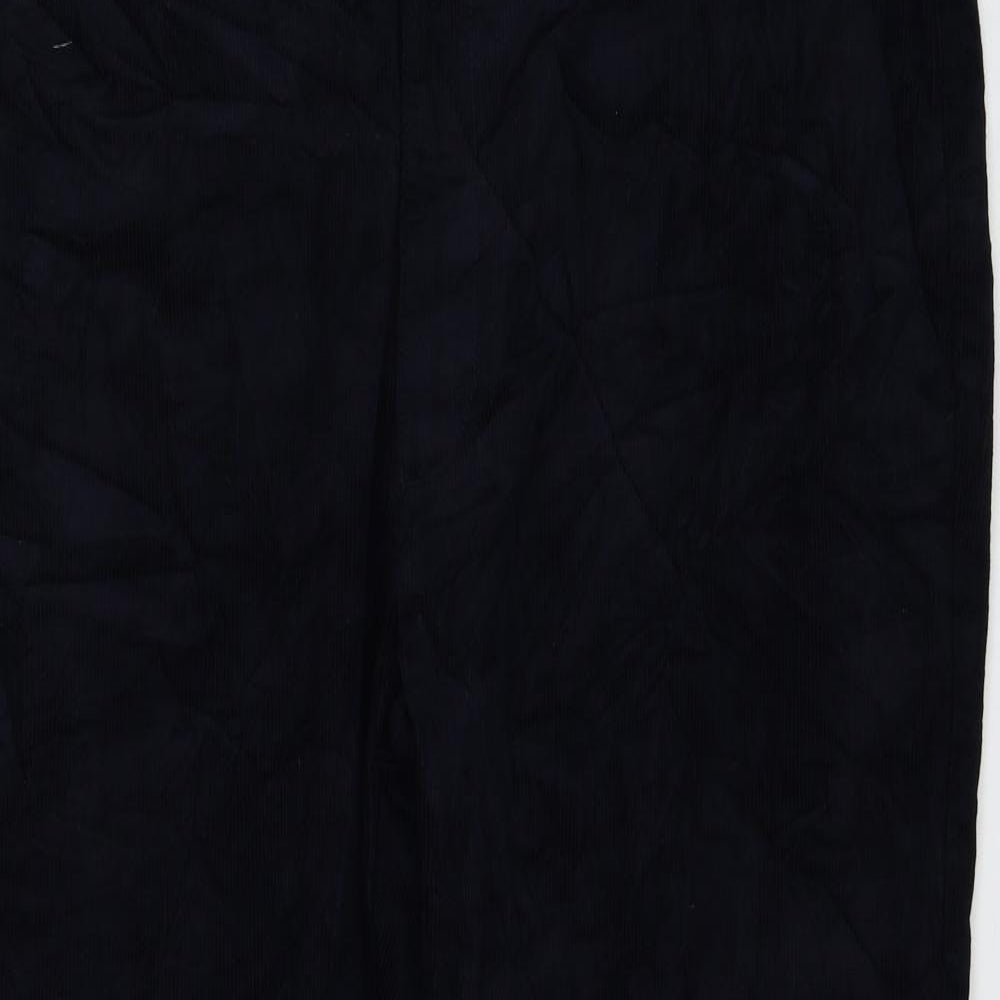Marks and Spencer Womens Blue Cotton Trousers Size 42 in L29 in Regular Zip
