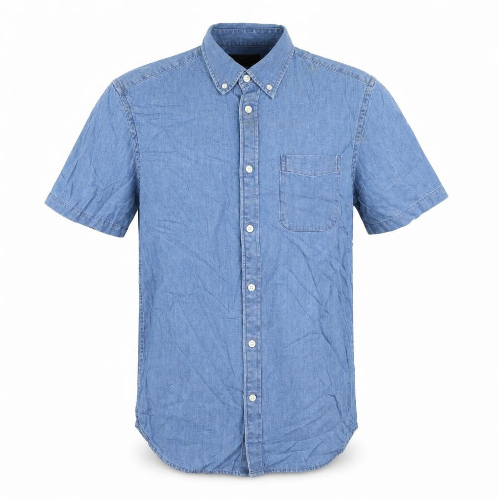 Marks & Spencer Mens Blue Cotton Button-Up Size S Collared Button