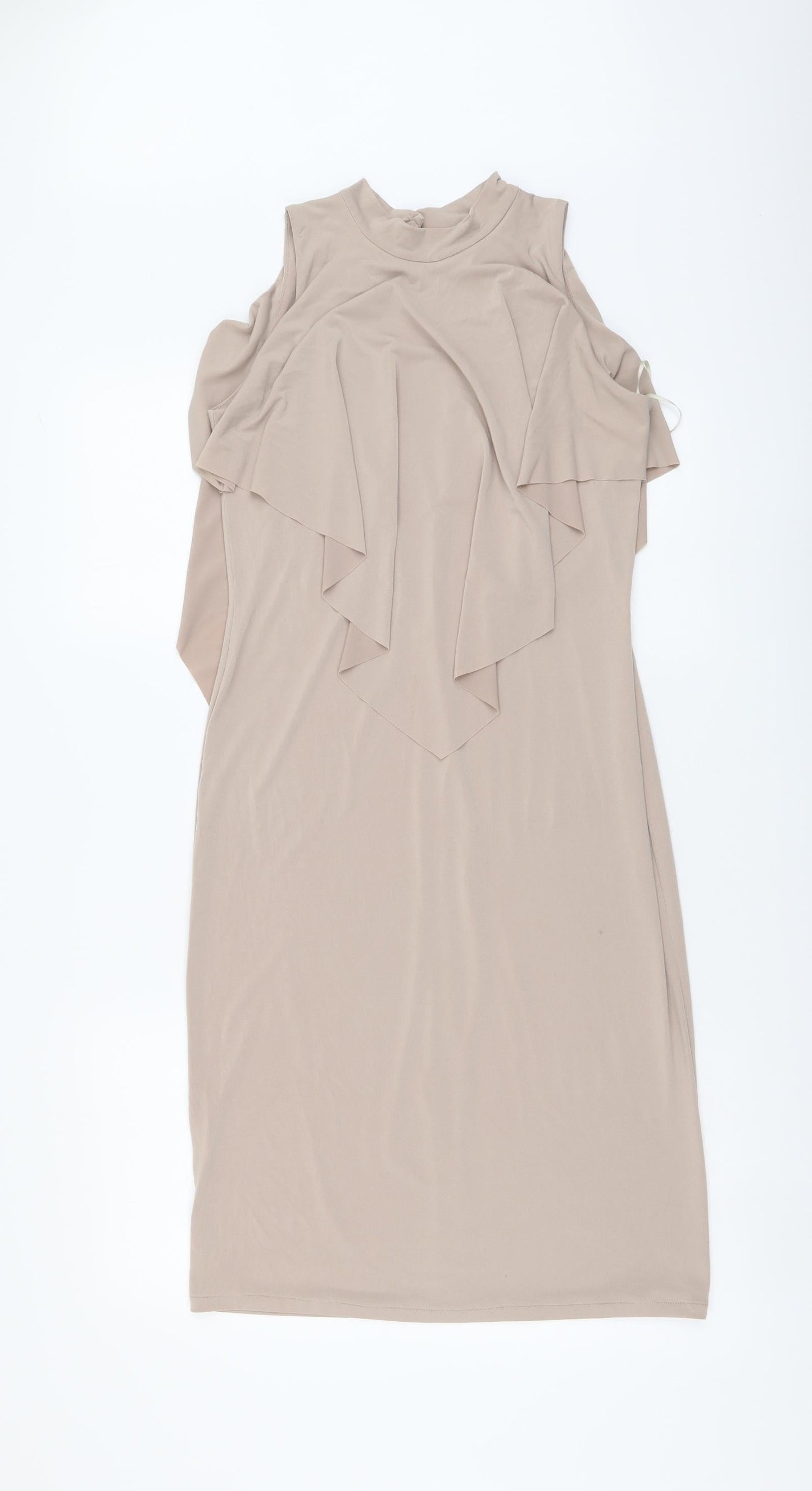 Lobe Womens Beige Polyester Sheath Size S Mock Neck Pullover