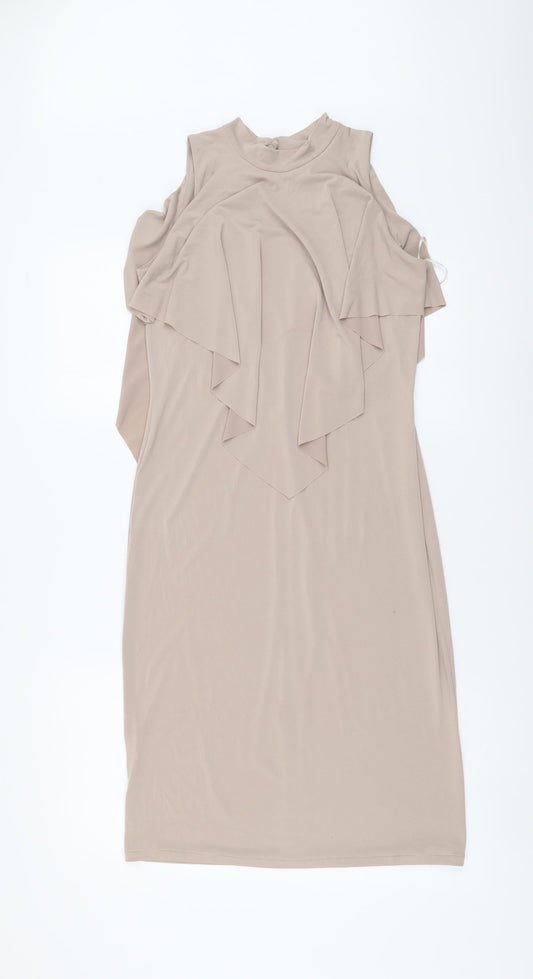 Lobe Womens Beige Polyester Sheath Size S Mock Neck Pullover