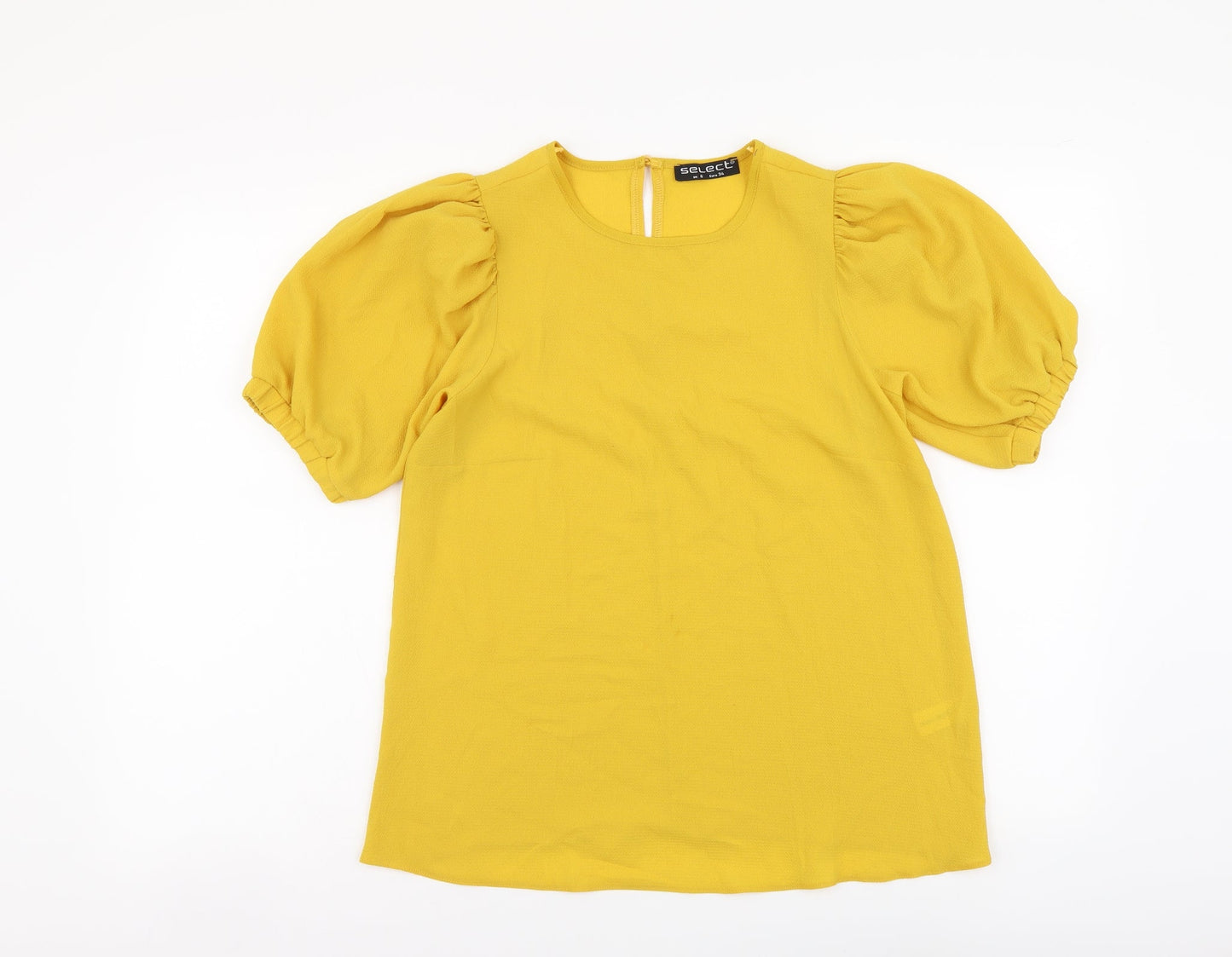 Selected Womens Yellow Polyester Basic Blouse Size 6 Round Neck