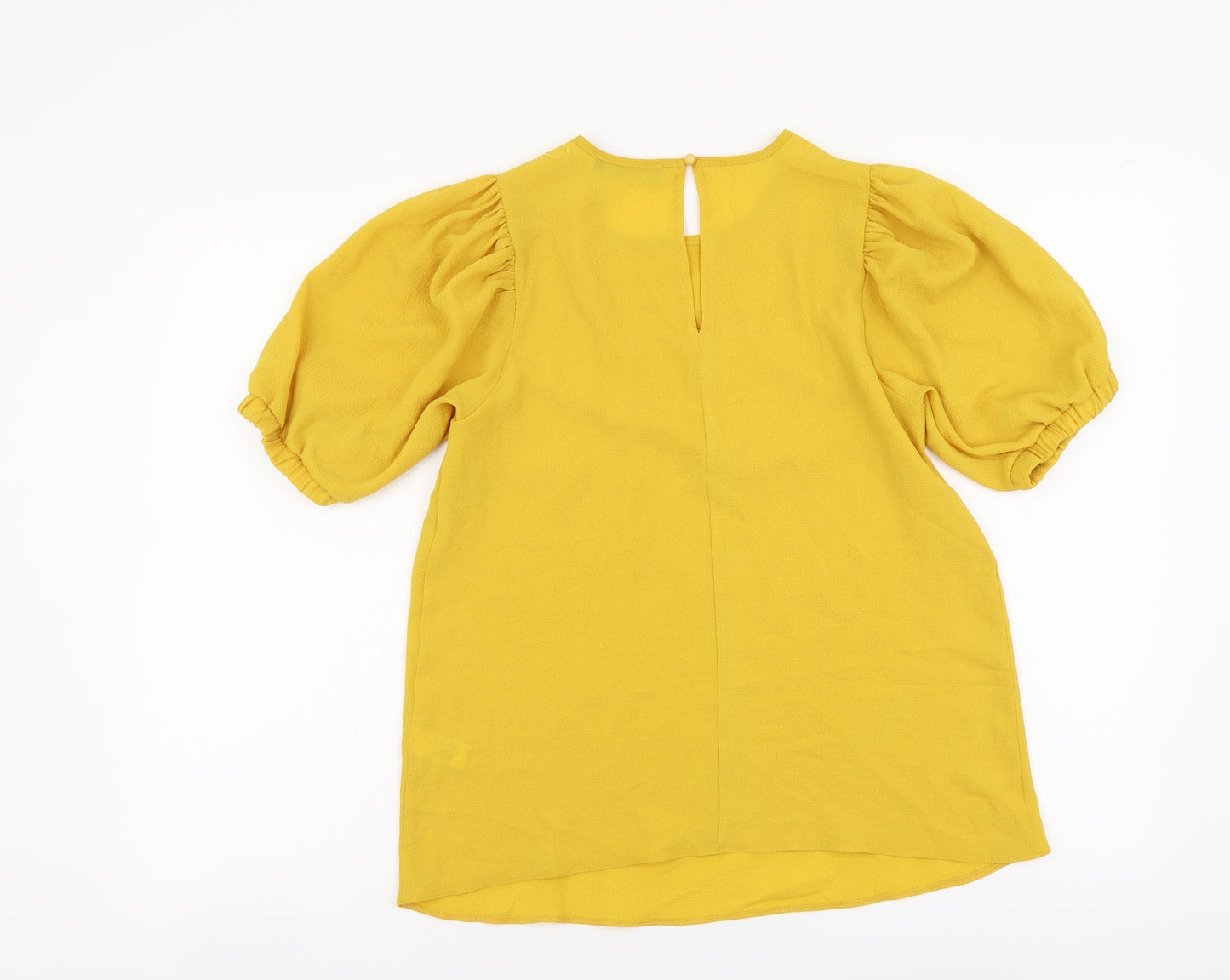 Selected Womens Yellow Polyester Basic Blouse Size 6 Round Neck