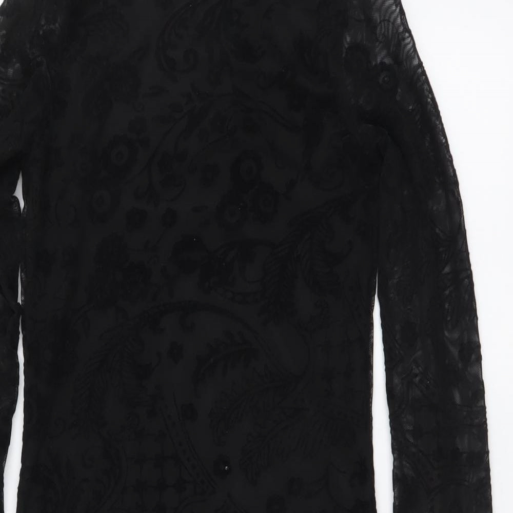 Boohoo Womens Black Polyester Bodycon Size 8 Round Neck Pullover
