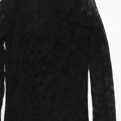 Boohoo Womens Black Polyester Bodycon Size 8 Round Neck Pullover