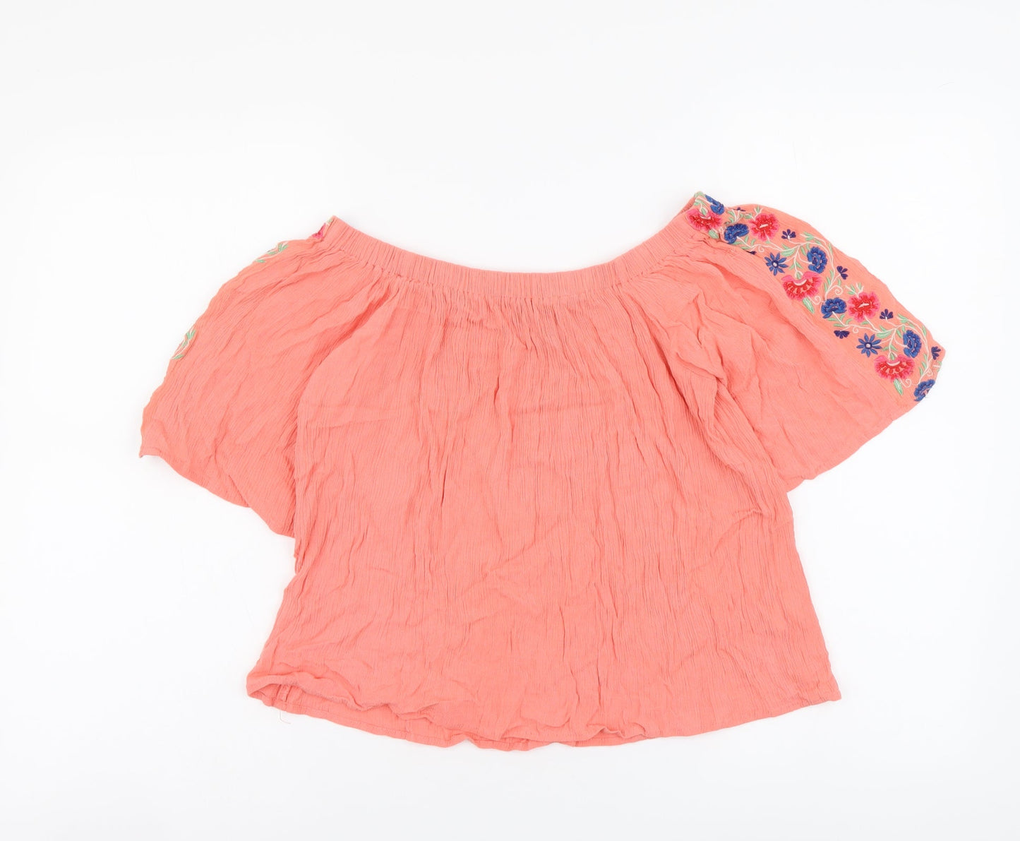 Atmosphere Womens Orange Viscose Basic Blouse Size 10 Off the Shoulder