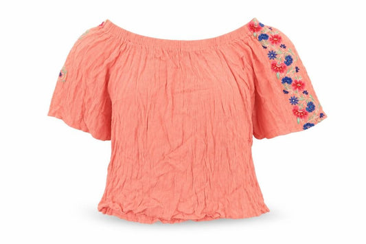 Atmosphere Womens Orange Viscose Basic Blouse Size 10 Off the Shoulder