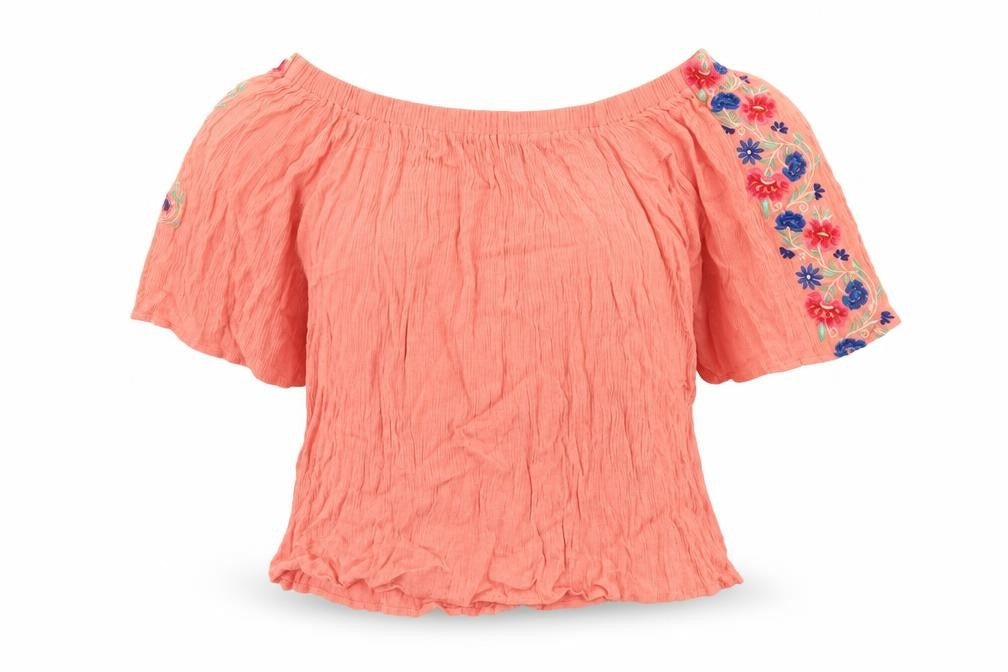 Atmosphere Womens Orange Viscose Basic Blouse Size 10 Off the Shoulder