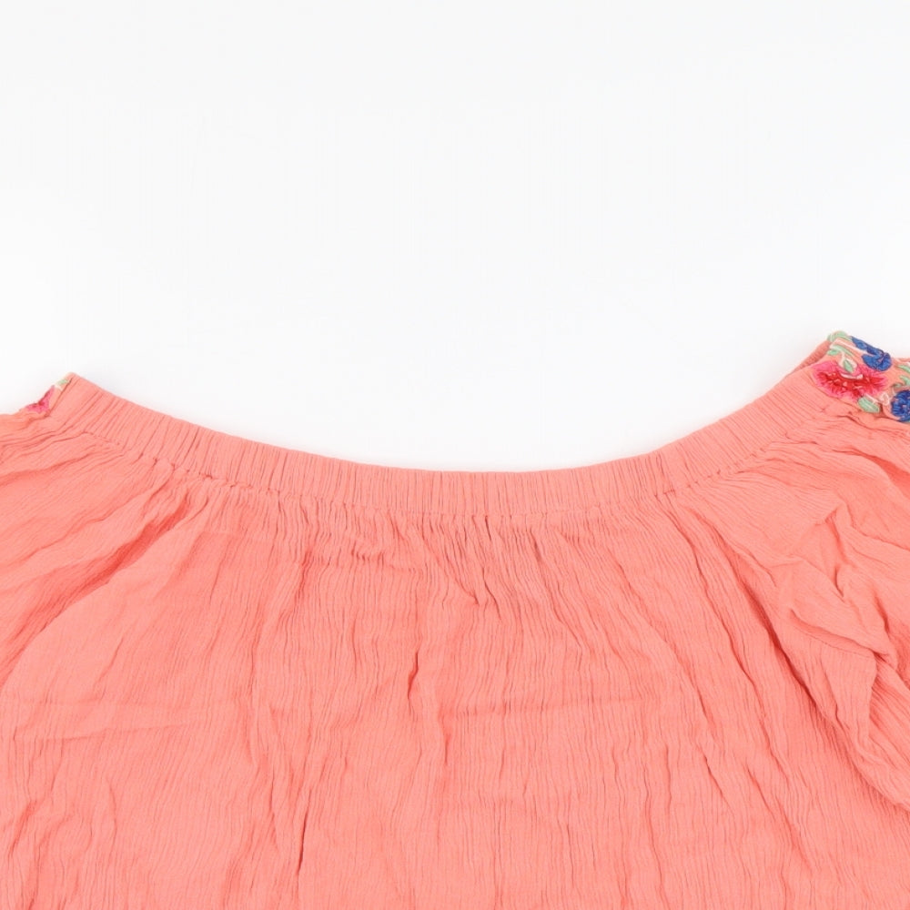 Atmosphere Womens Orange Viscose Basic Blouse Size 10 Off the Shoulder