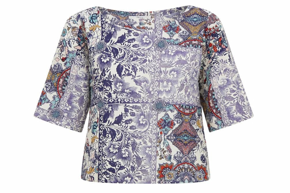NEXT Womens Multicoloured Geometric Polyester Basic Blouse Size 12 Round Neck