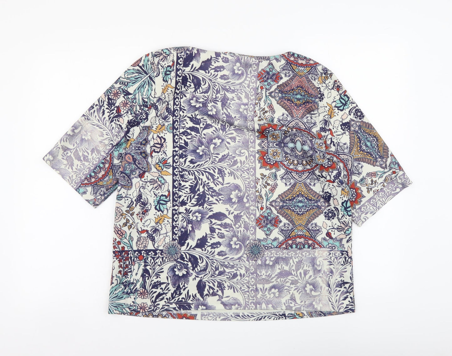 NEXT Womens Multicoloured Geometric Polyester Basic Blouse Size 12 Round Neck