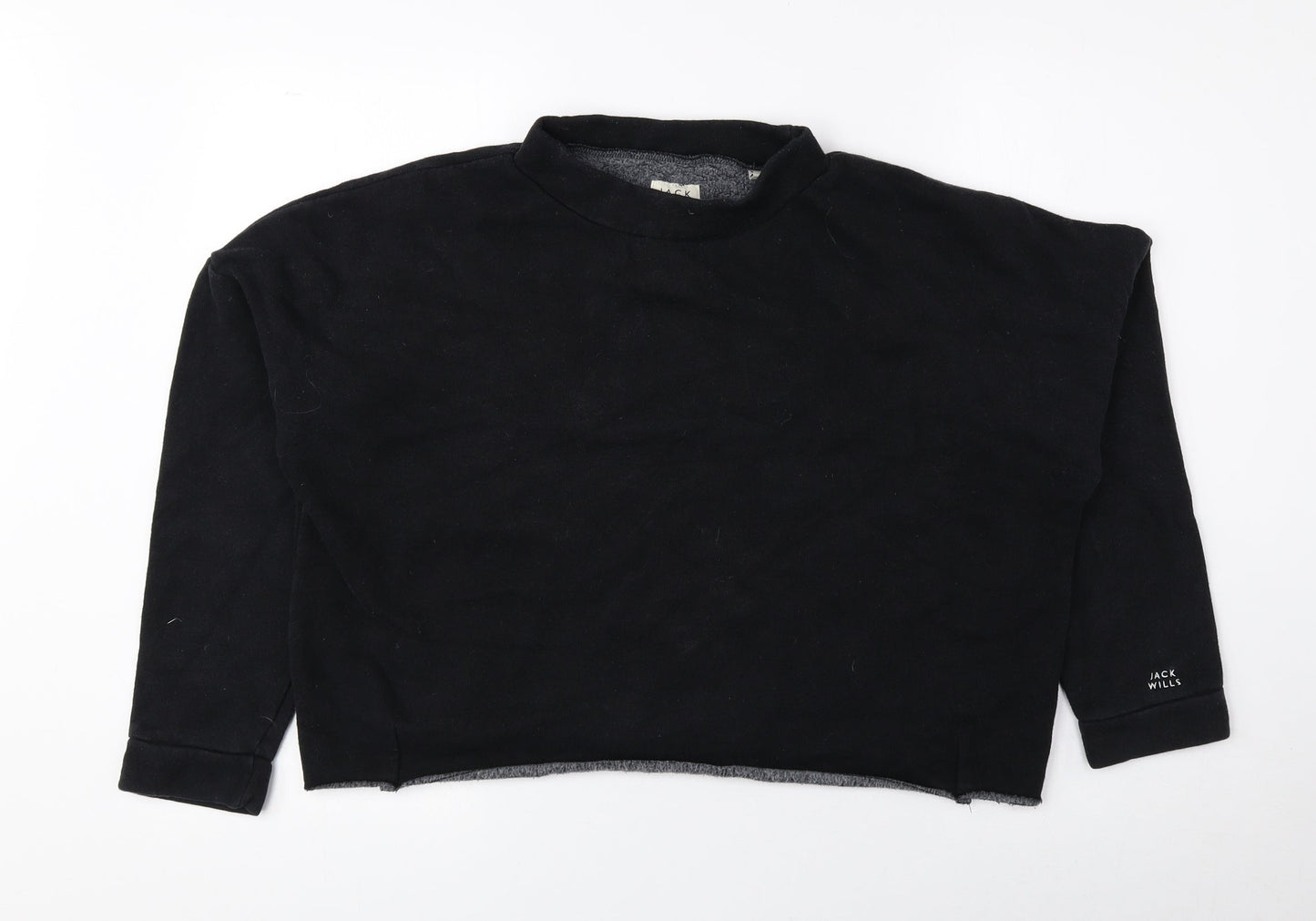 Jack Wills Womens Black Cotton Pullover Sweatshirt Size 10 Pullover - Cropped