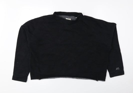 Jack Wills Womens Black Cotton Pullover Sweatshirt Size 10 Pullover - Cropped