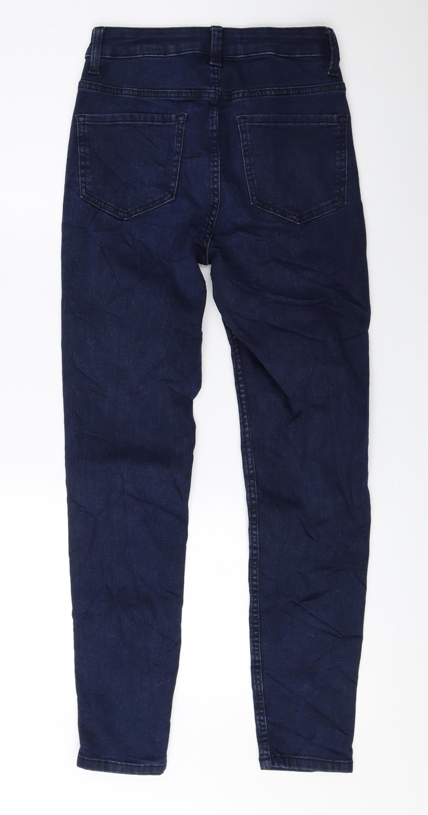Marks and Spencer Womens Blue Cotton Skinny Jeans Size 6 L25.5 in Regular Zip