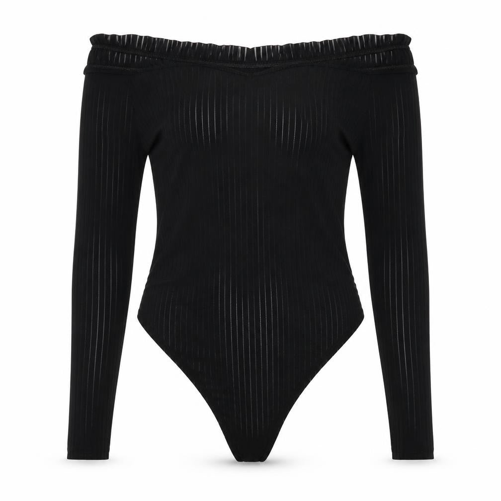 PRETTYLITTLETHING Womens Black Polyester Bodysuit One-Piece Size 12 Snap
