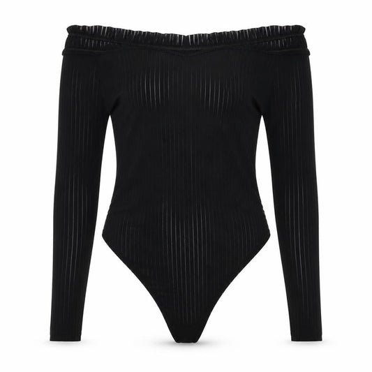 PRETTYLITTLETHING Womens Black Polyester Bodysuit One-Piece Size 12 Snap