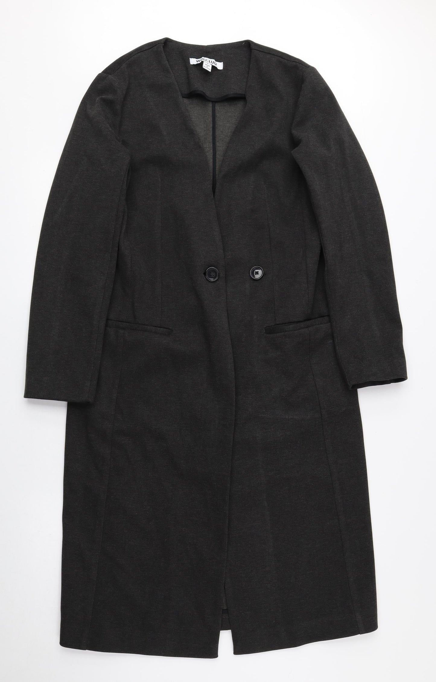 WULI : LUU Womens Grey Overcoat Blazer Size 8 Button
