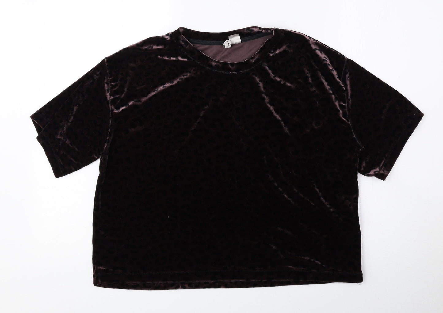 Divided by H&M Womens Brown Animal Print Polyester Basic T-Shirt Size M Round Neck - Cheetah Print
