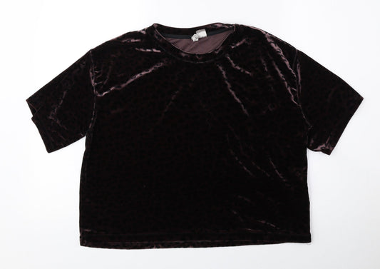 Divided by H&M Womens Brown Animal Print Polyester Basic T-Shirt Size M Round Neck - Cheetah Print