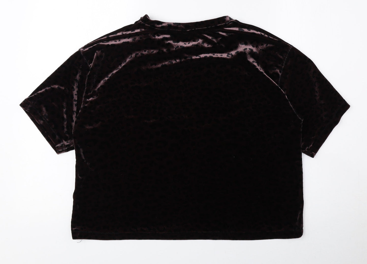 Divided by H&M Womens Brown Animal Print Polyester Basic T-Shirt Size M Round Neck - Cheetah Print
