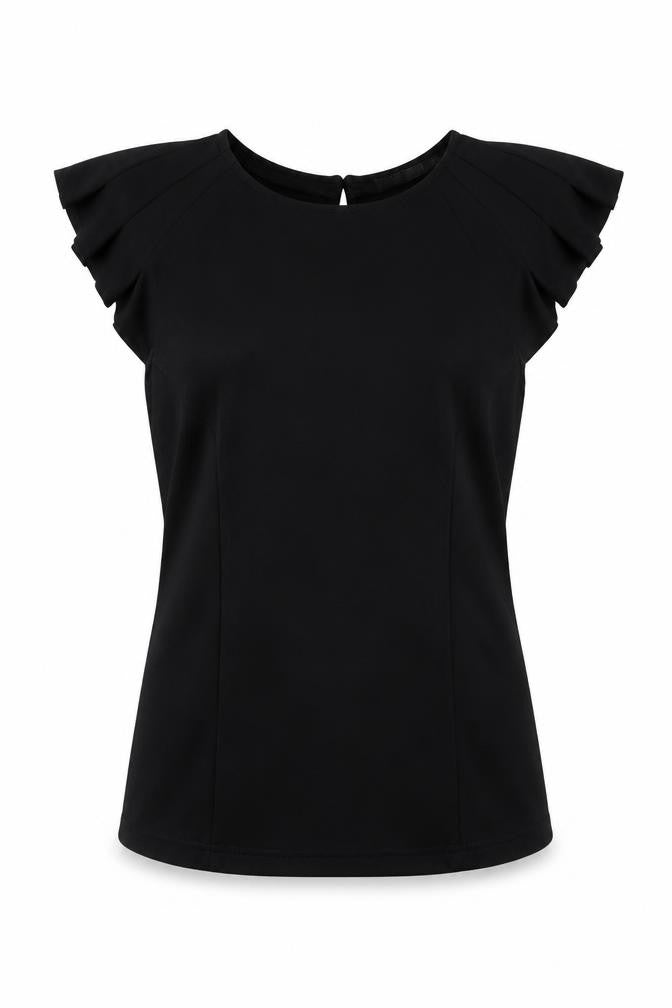 Love Label Womens Black Polyester Basic Blouse Size 12 Round Neck