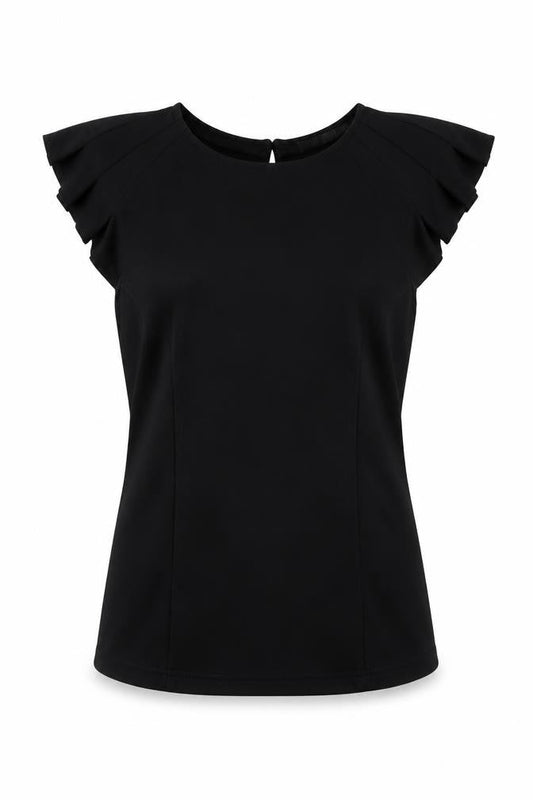 Love Label Womens Black Polyester Basic Blouse Size 12 Round Neck