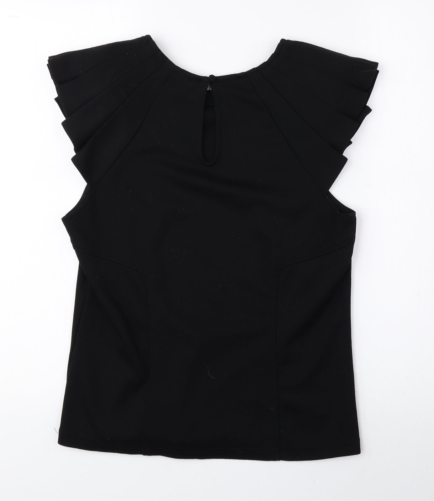 Love Label Womens Black Polyester Basic Blouse Size 12 Round Neck