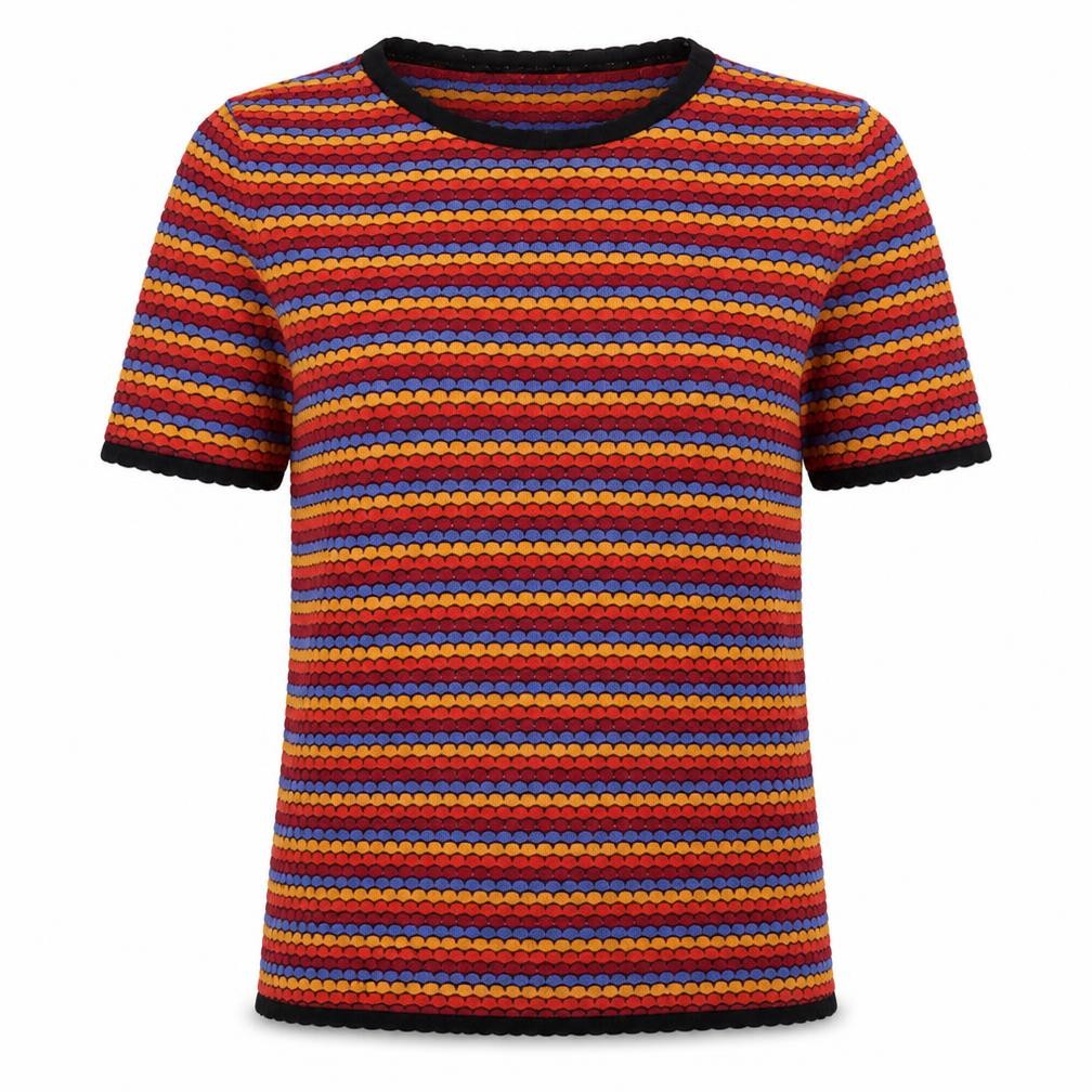 Papaya Womens Multicoloured Geometric Polyamide Basic Blouse Size 10 Round Neck