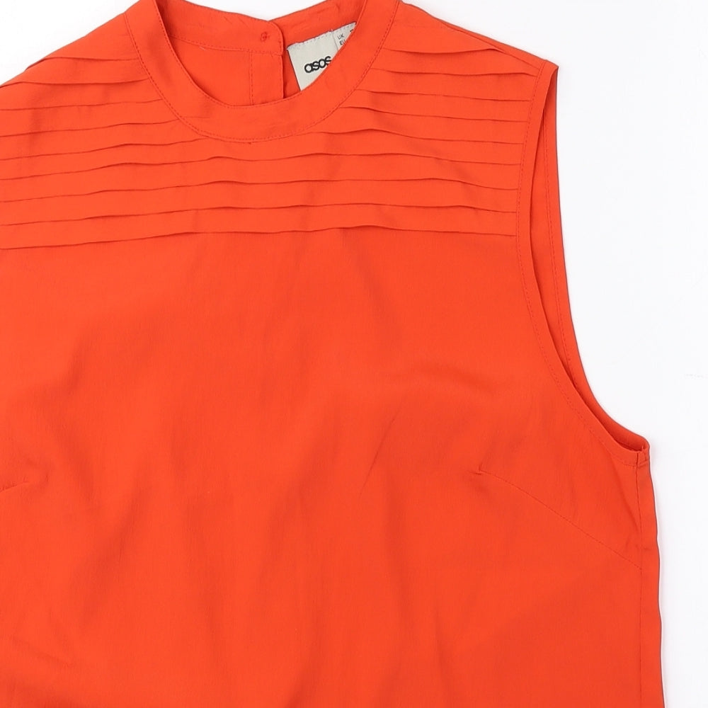 ASOS Womens Orange Polyester Basic Blouse Size 12 Round Neck
