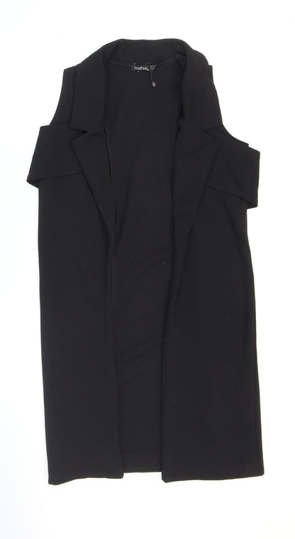 Boohoo Womens Black Polyester Kimono Blouse Size 8 V-Neck - Collared