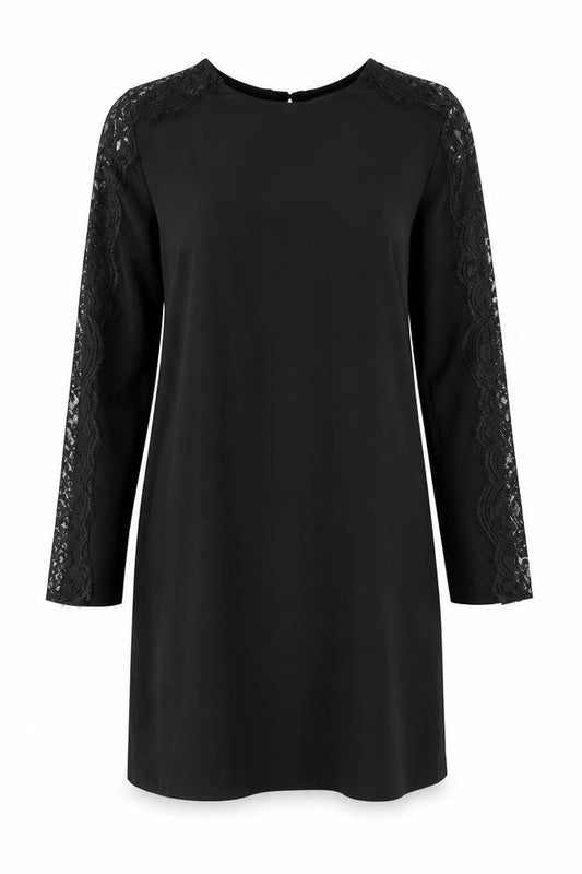 Primark Womens Black Polyester Shift Size 10 Round Neck Pullover - Lace Detail