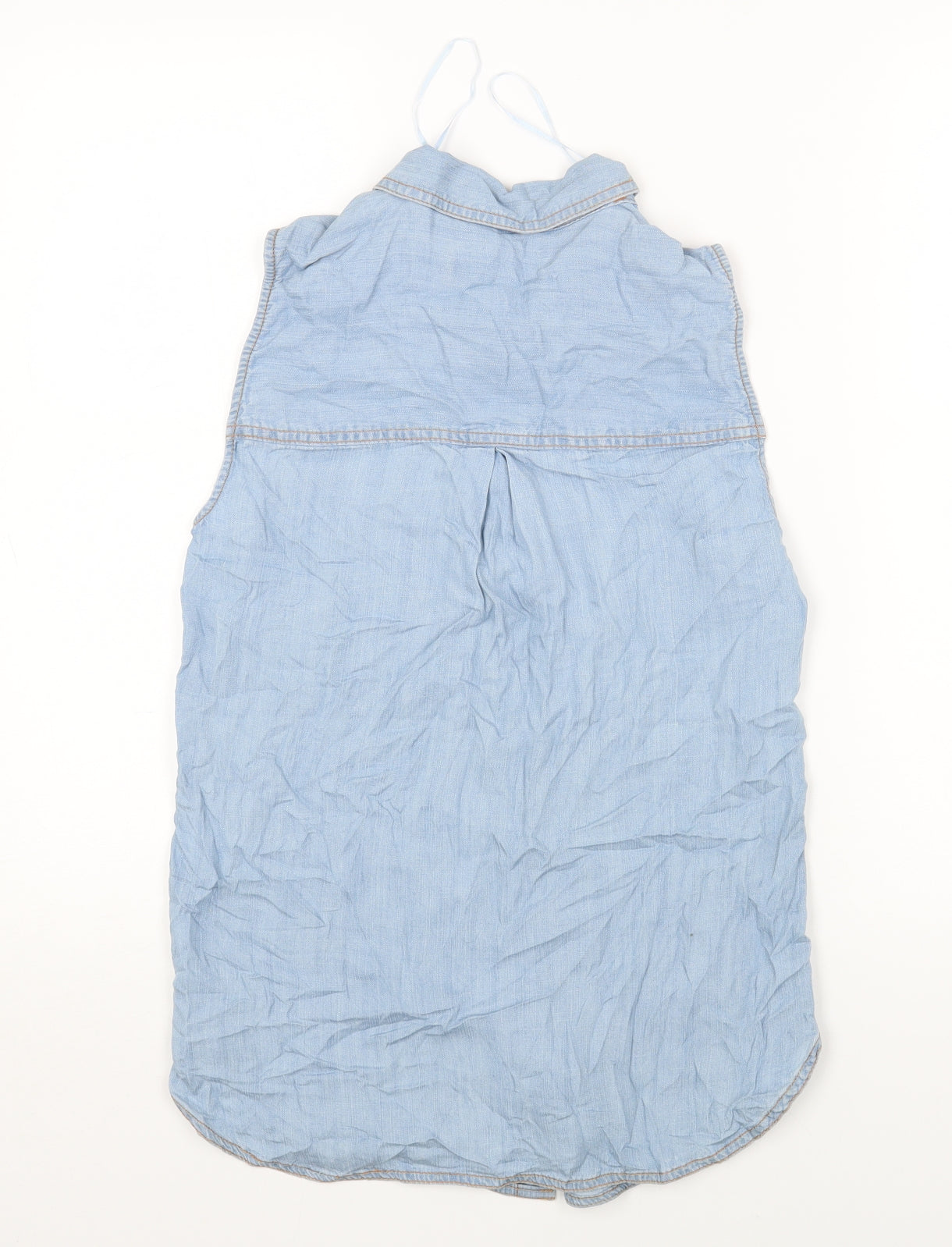 Marks and Spencer Womens Blue Lyocell Basic Button-Up Size 6 Collared
