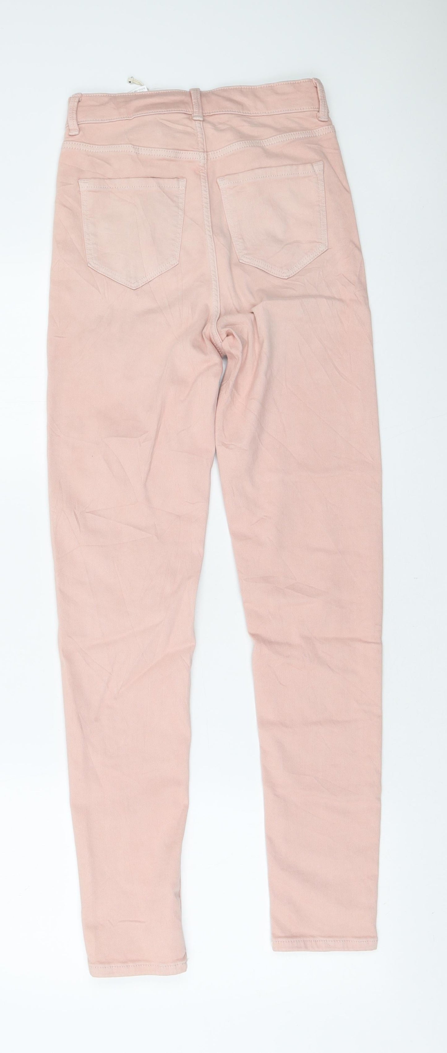 Marks and Spencer Womens Pink Cotton Skinny Jeans Size 6 L28 in Regular Zip