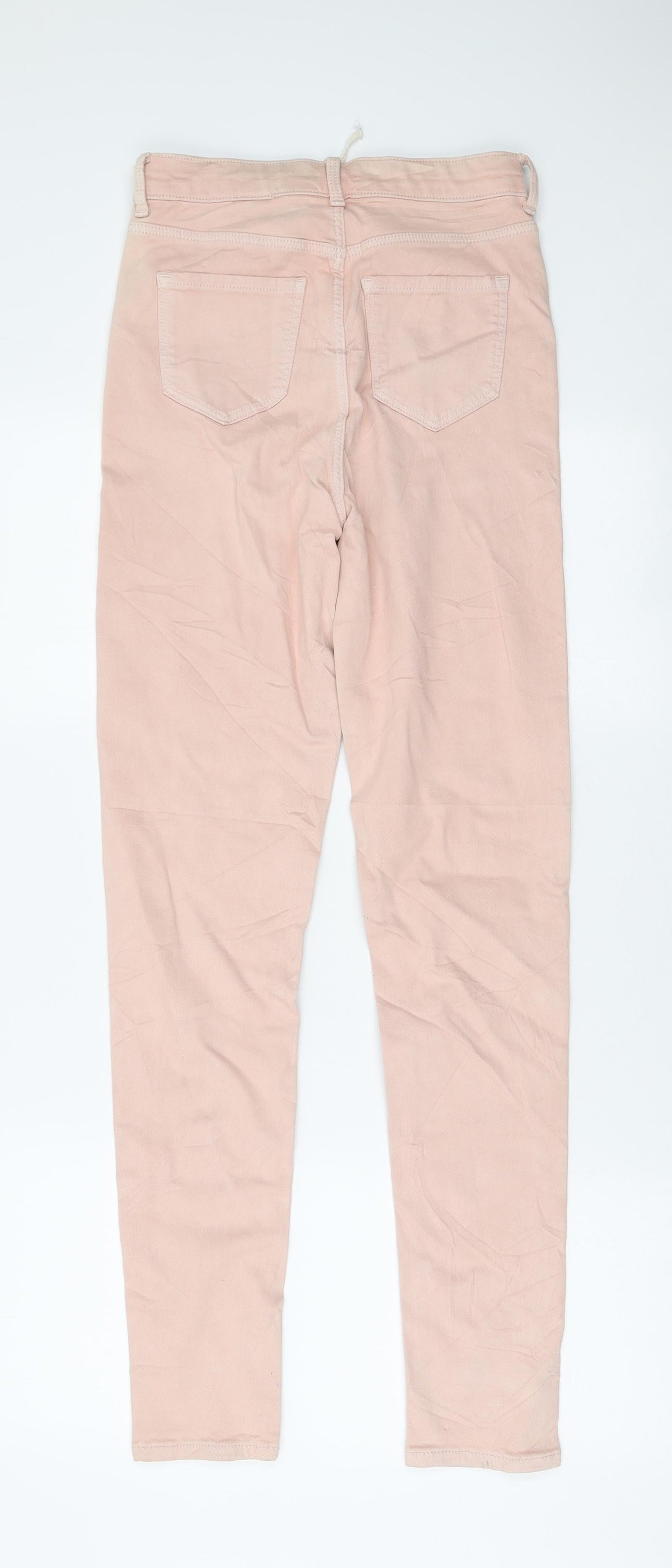 Marks and Spencer Womens Pink Cotton Skinny Jeans Size 8 L30 in Regular Zip