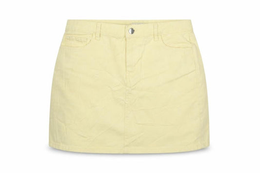 Denim & Co. Womens Yellow Cotton A-Line Skirt Size 12 Zip