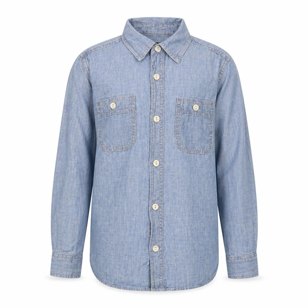 Gap Girls Blue Cotton Basic Button-Up Size 10-11 Years Collared Button