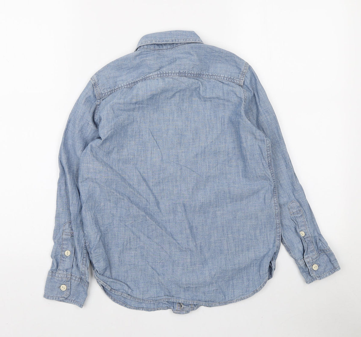 Gap Girls Blue Cotton Basic Button-Up Size 10-11 Years Collared Button