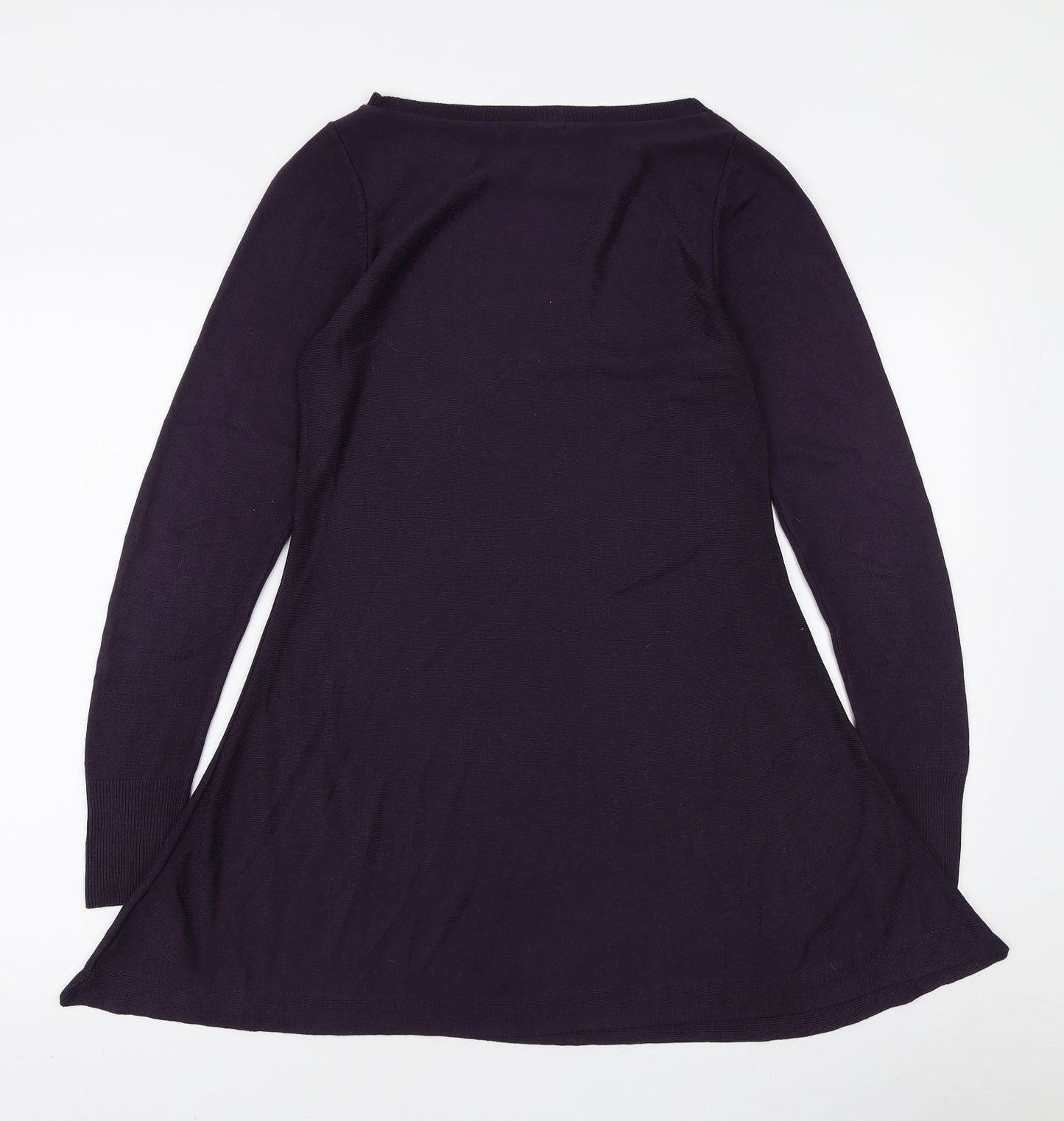 Marks and Spencer Womens Purple Acrylic Kaftan Size 8 Boat Neck Pullover
