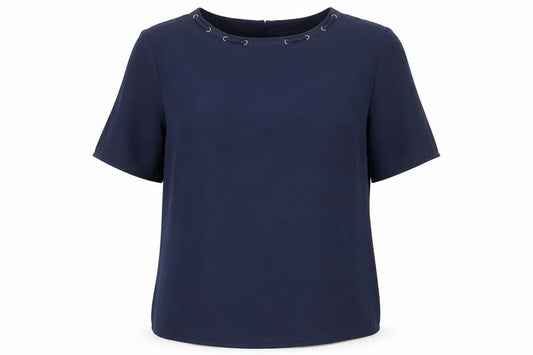 Marks and Spencer Womens Blue Polyester Basic Blouse Size 12 Round Neck