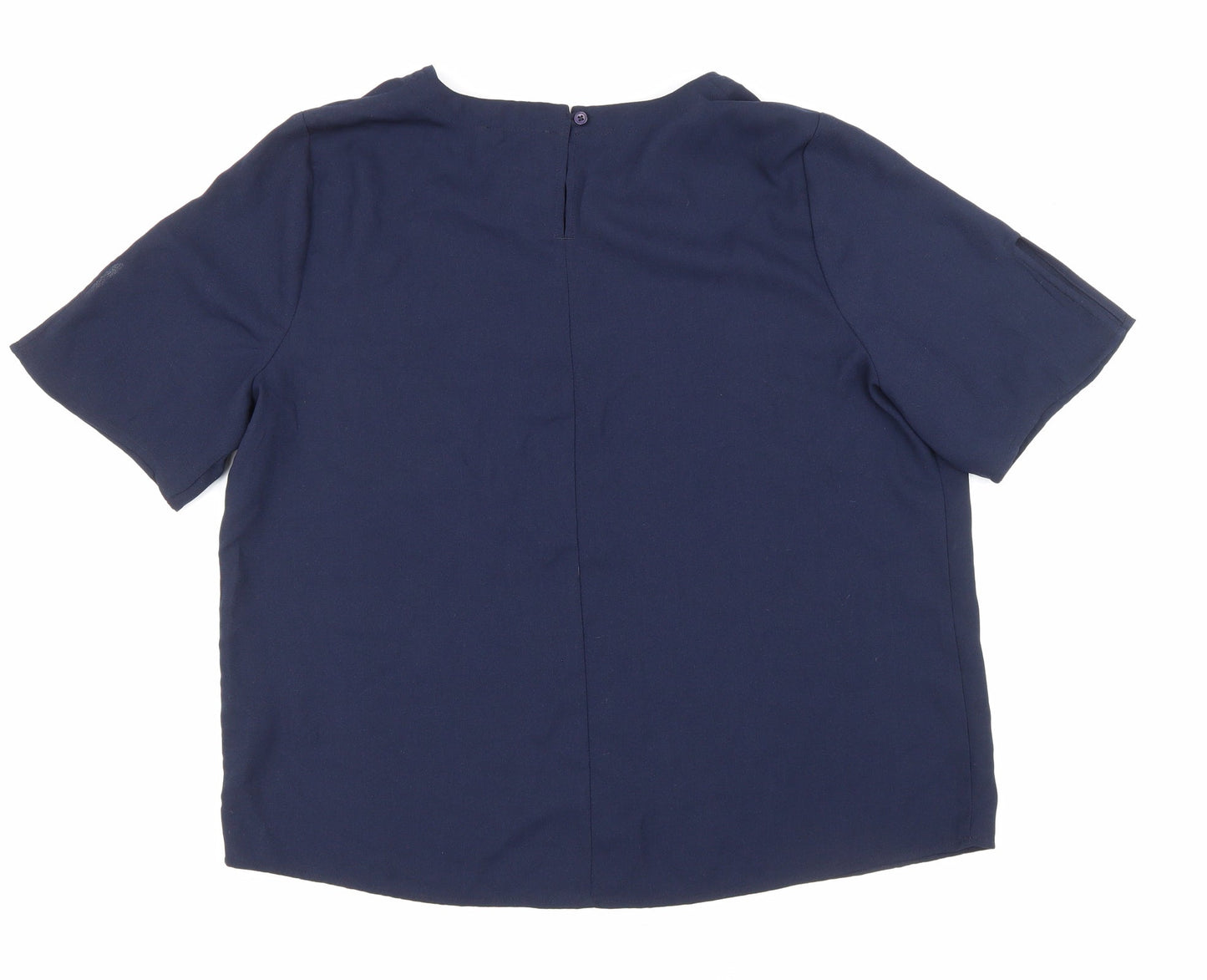 Marks and Spencer Womens Blue Polyester Basic Blouse Size 12 Round Neck