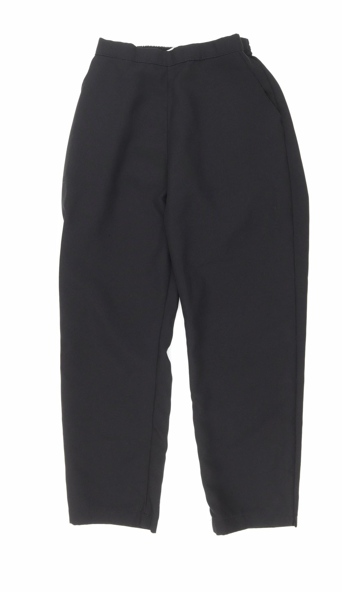 Preworn Womens Black Polyester Carrot Trousers Size 10 L24 in Regular Drawstring