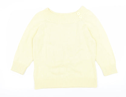 BHS Womens Yellow Boat Neck Cotton Pullover Jumper Size 12