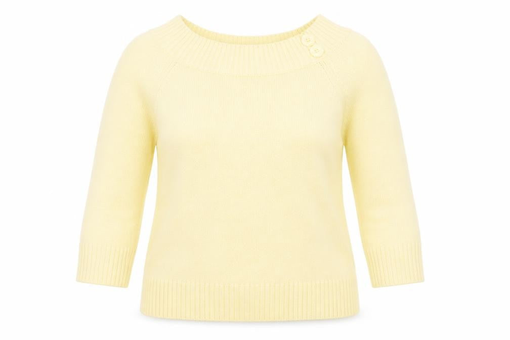 BHS Womens Yellow Boat Neck Cotton Pullover Jumper Size 12