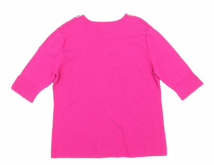 Sky Womens Pink Viscose Basic T-Shirt Size 4 Round Neck