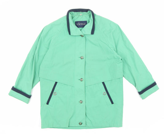 Telemac Mens Green Rain Coat Coat Size M Button